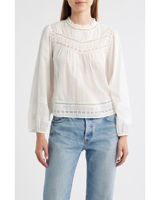 Rails White Reyna Lace Inset Cotton Peasant Top