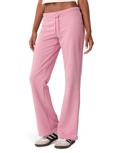 Edikted Pink Malibu Low Rise Flare Sweatpants