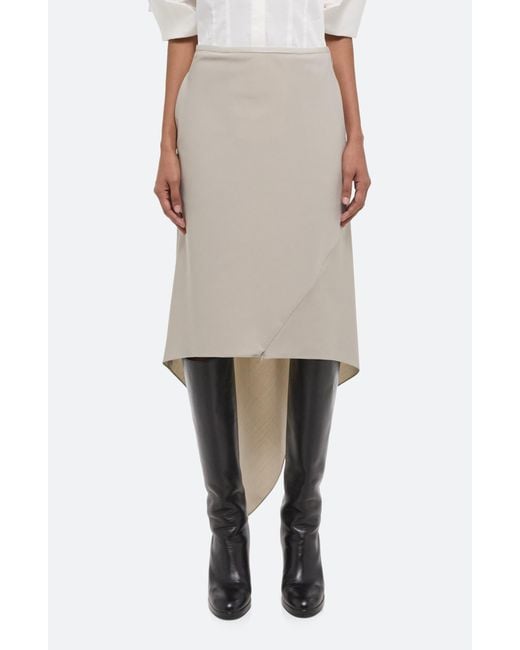 Helmut Lang Natural Scarf Hem Virgin Wool Maxi Skirt