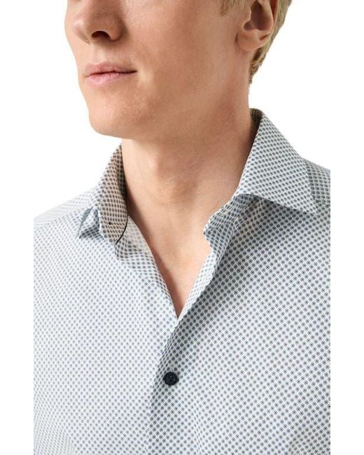 Eton of Sweden Gray Contemporary Fit Neat Floral Print Cotton Dress Shirt for men