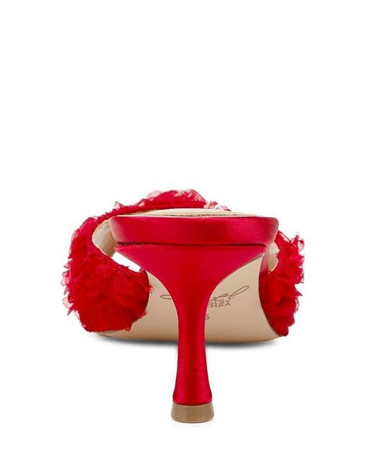 Badgley Mischka Red Scarlet Mesh Flower Sandal
