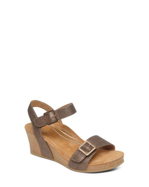 Aetrex Metallic Lexa Wedge Sandal