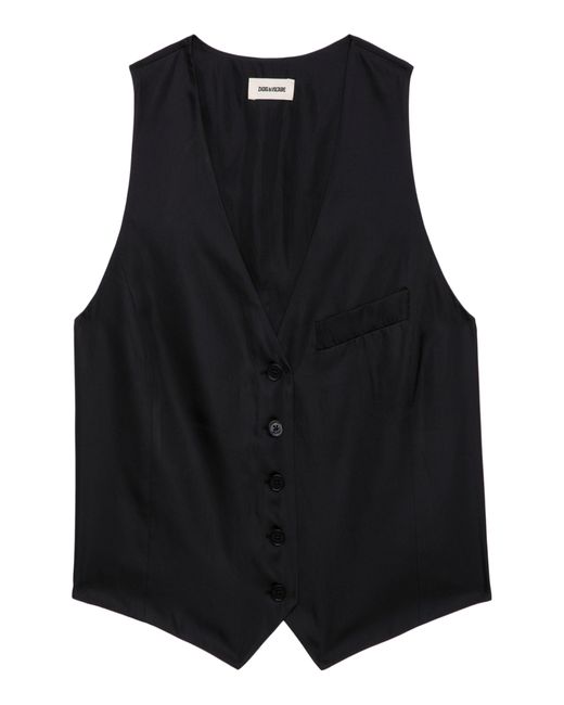 Zadig & Voltaire Black Emaux Sleeveless Satin Top