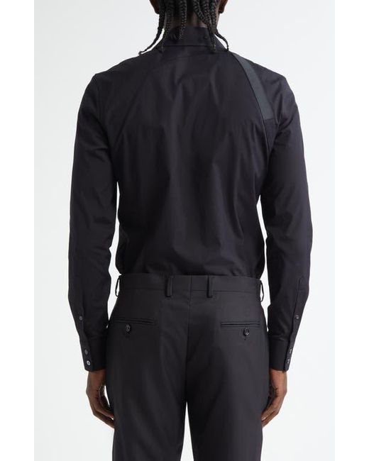 Alexander McQueen Black Logo Tape Harness Stretch Cotton Button-Up Shirt for men