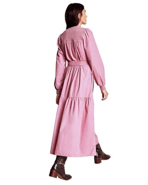 Boden Pink Cecily Long Sleeve Corduroy Midi Dress