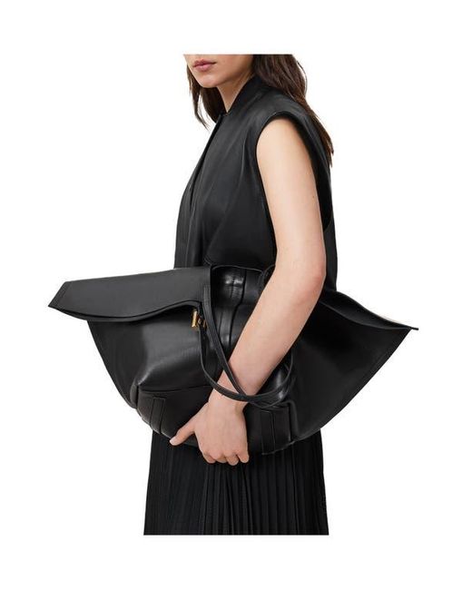 AllSaints Black Ara East West Leather Tote