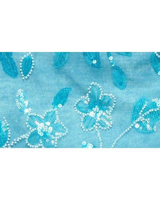 Edikted Blue Asher Sequin Beaded Low Rise Miniskirt