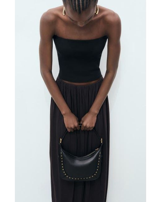 Mango Black Small Studded Faux Leather Shoulder Bag