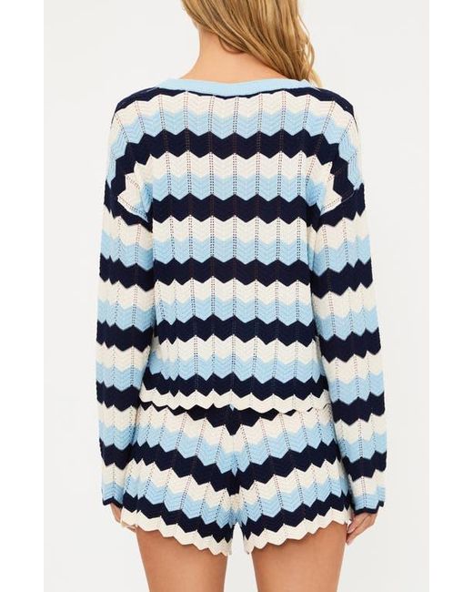 Beach Riot Blue Beach Stripe Pointelle Cover-Up Sweater