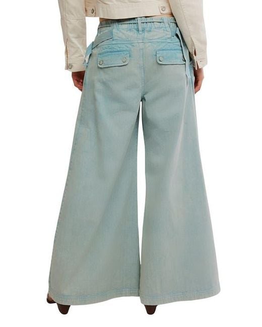 Free People Blue Julien Wide Leg Chino Pants