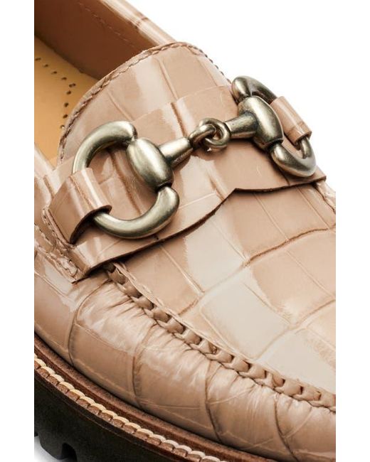 G.H.BASS Natural Lianna Croc Embossed Super Bit Weejuns Penny Loafer