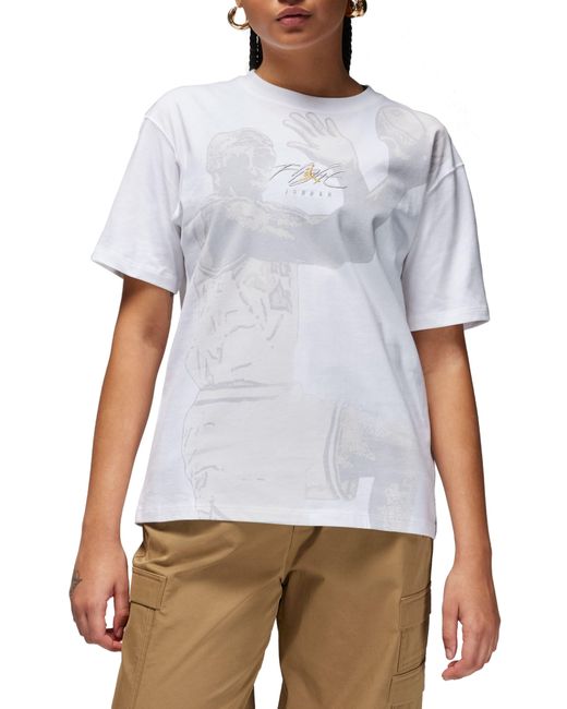 Nike White Essentials Core Embroidered Cotton Graphic T-shirt