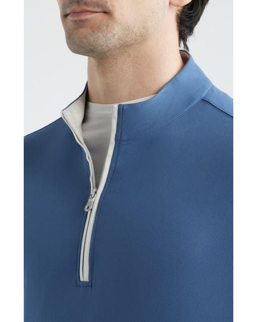 Scott Barber Blue Solid Performance Quarter Zip Pullover for men