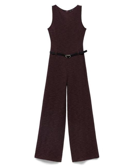 Mango Purple Belted Sleeveless Marl Jumpsuit