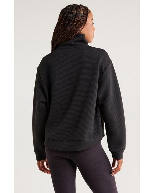 Zella Black Textured Half Zip Pullover