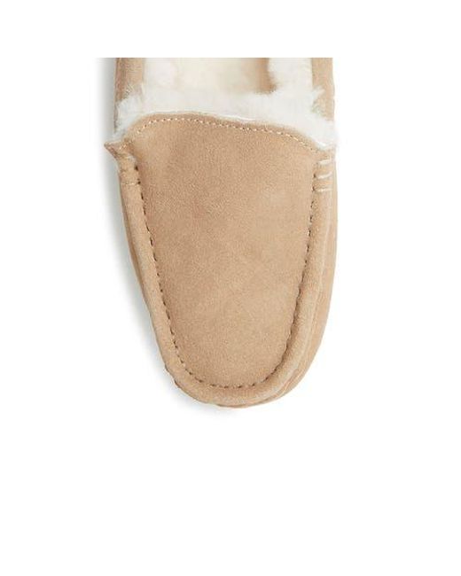 Dearfoams Gray Fireside Mel Genuine Shearling Moccasin Slipper