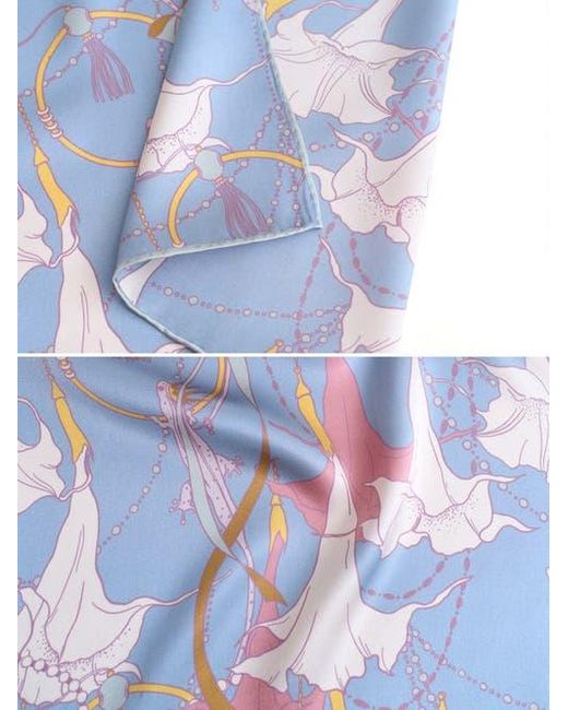 Lost Pattern Blue Datura Silk Pocket Square