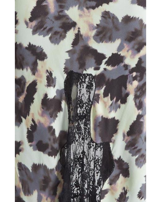 Collina Strada Black Hiss Crepe & Lace Midi Skirt