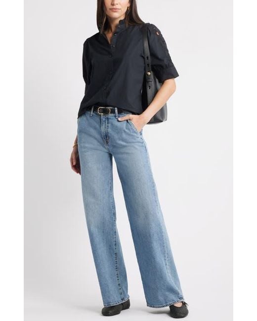 Caslon Black Ruffle Lace Appliqué Cotton Top