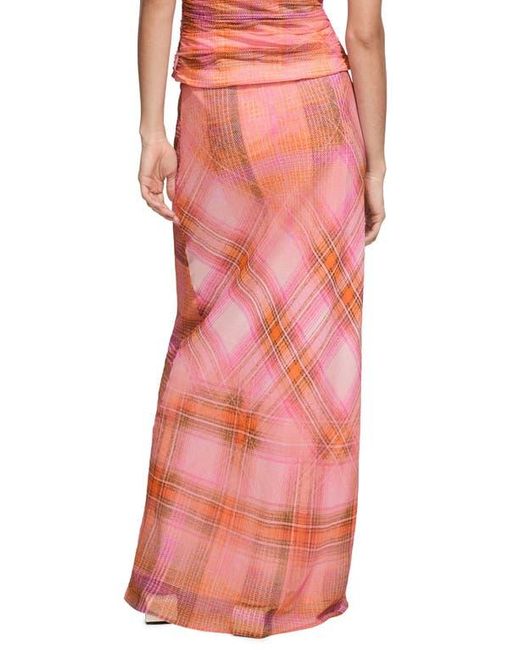 Mango Pink Plaid Maxi Skirt