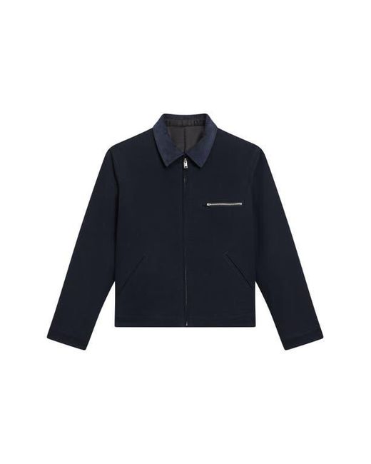 Theory Blue Zip-Up Brushed Cotton Twill Jacket for men