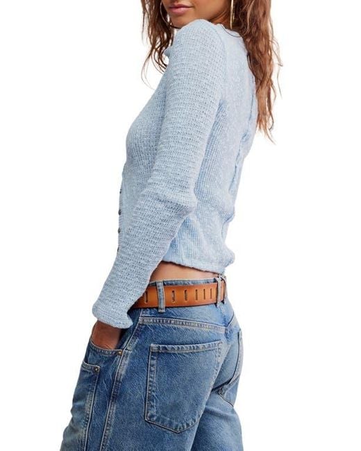 Free People Blue It's On Rib Cardigan