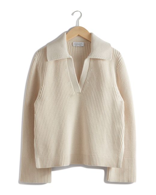& Other Stories Natural & Split Collar Sweater