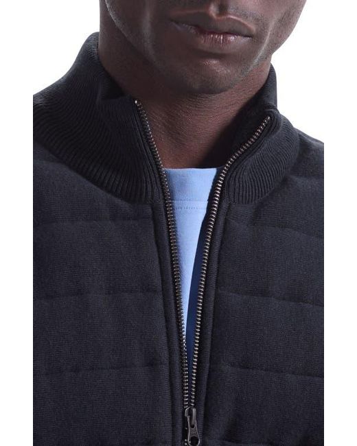 Bugatchi Blue Quilted Zip-Up Sweater Jacket for men