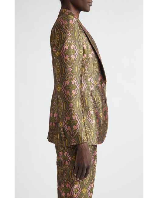 Etro Green Fitted Jacquard Jacket