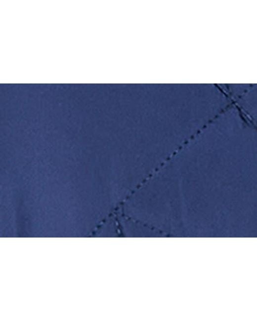 Karl Lagerfeld Blue Quilted Asymmetric Midi Coat