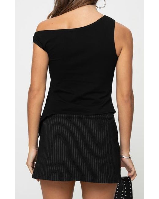Princess Polly Black Karre One-Shoulder Side Snap Top