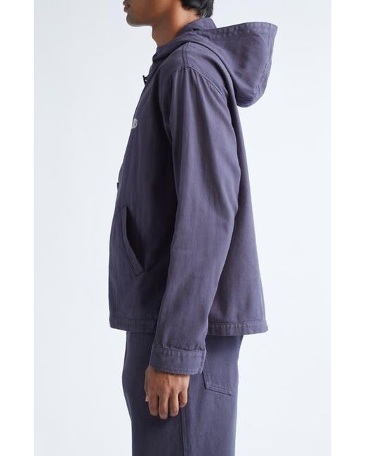 Palmes Blue Hodded Herringbone Twill Jacket for men