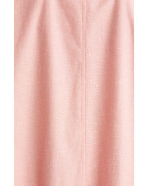 Lafayette 148 New York Pink Flounce Hem Slub Cotton Shirtdress
