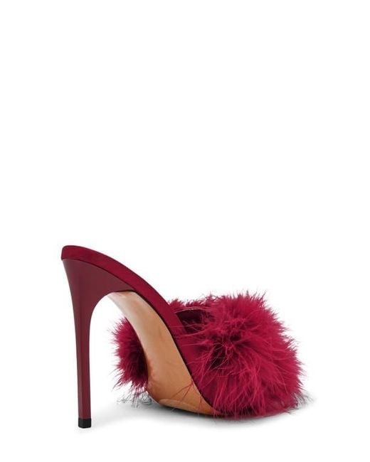 Steve Madden Red Ashbey Faux Feather Sandal
