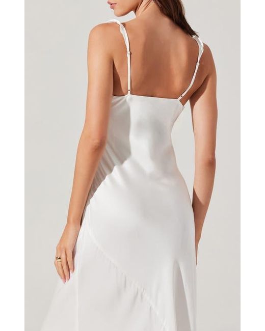 Astr White Zoie Ruffle Neck Satin Slipdress