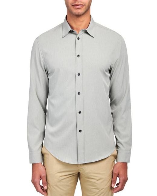 Brooklyn Brigade Gray Slim Fit Solid 4-Way Stretch Performance Long Sleeve Shirt for men
