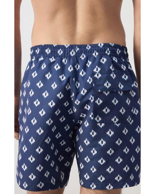 Mango Blue Print Swim Trunks for men