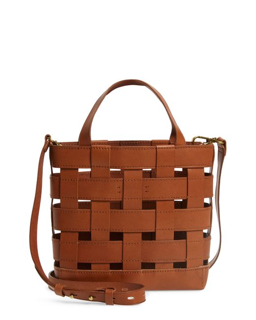 Madewell Small Transport Basketweave Leather Crossbody Bag - in Brown - Lyst