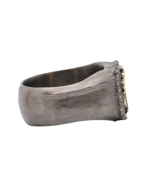 Armenta Metallic Cross Shield Signet Ring for men