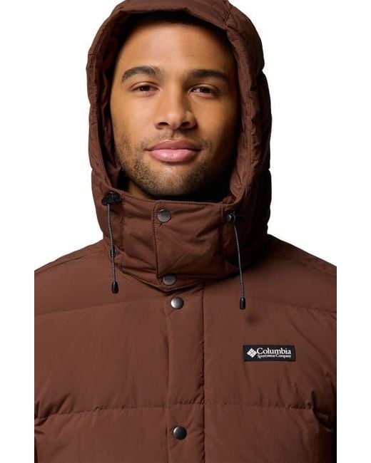 Columbia Brown Wallowa Water Repellent Down Puffer Jacket With Removable Hood for men