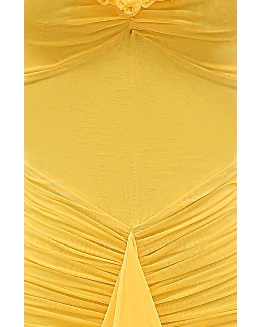 gabbi ruffle mesh high-low cocktail dress Clothing: Maxi Dresses: 'Gabbi' Apricot Ruffled Front Gown