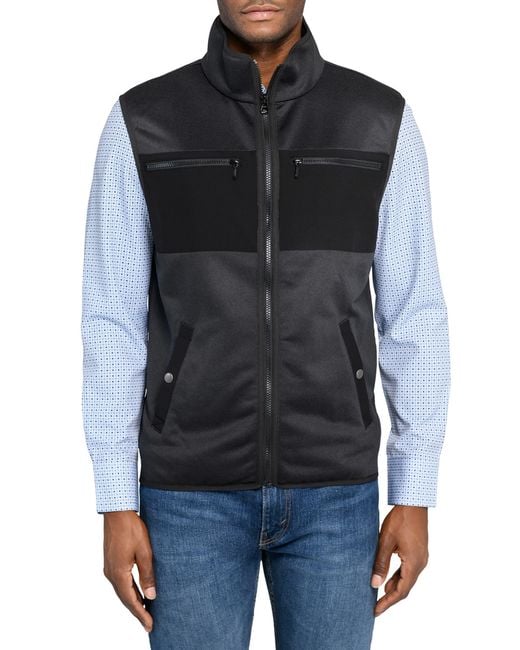 Con.struct Black Solid Fleece Vest for men