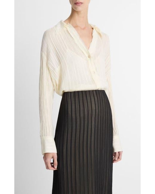 Vince White Crushed Stripe Shirt