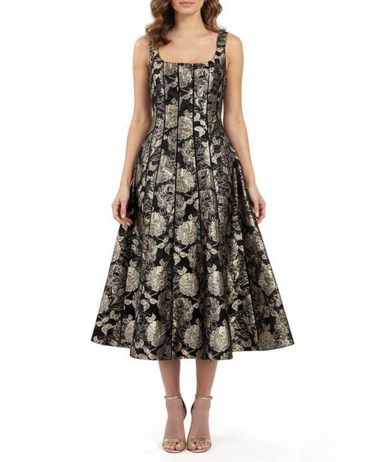 Mila + Mate Jacquard Sleeveless Fit & Flare Midi Dress in White | Lyst