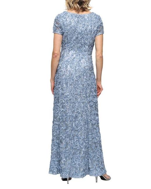 Alex Evenings Women's Blue Embellished Soutache A-Line Gown - benaras.co
