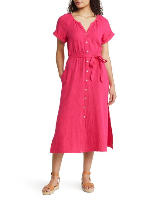 Tommy Bahama Coral Island Cotton Gauze Midi Shirtdress in Pink | Lyst