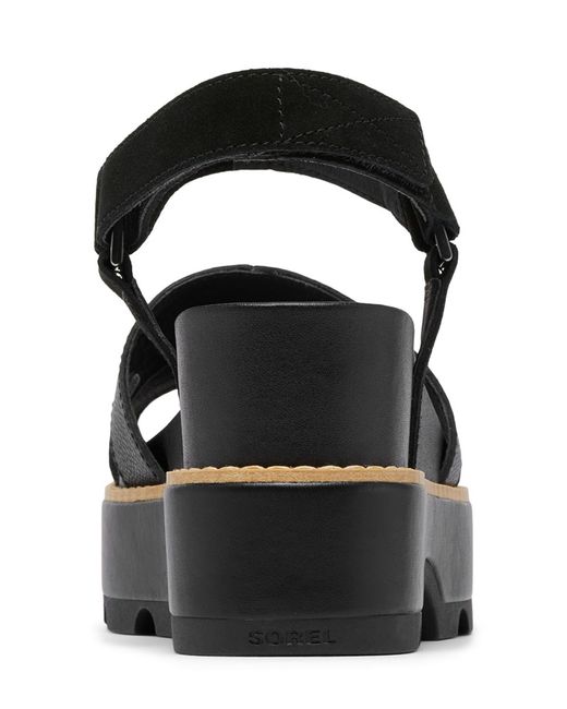 Sorel Black Joanie Iv Ankle Strap Platform Wedge Sandal