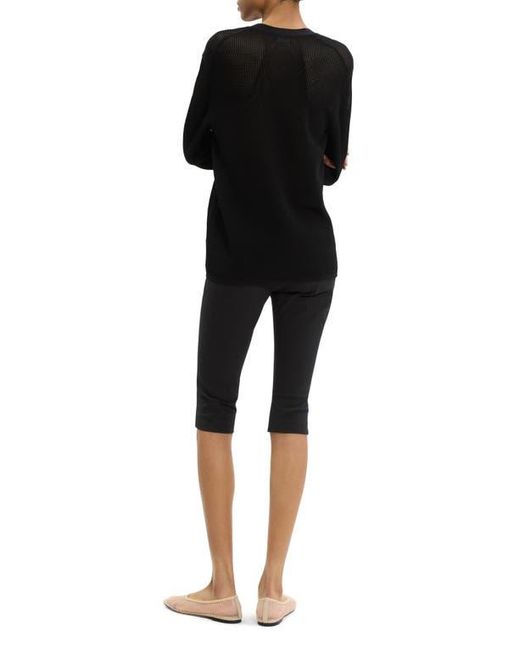 Theory Black Pointelle V-Neck Cardigan