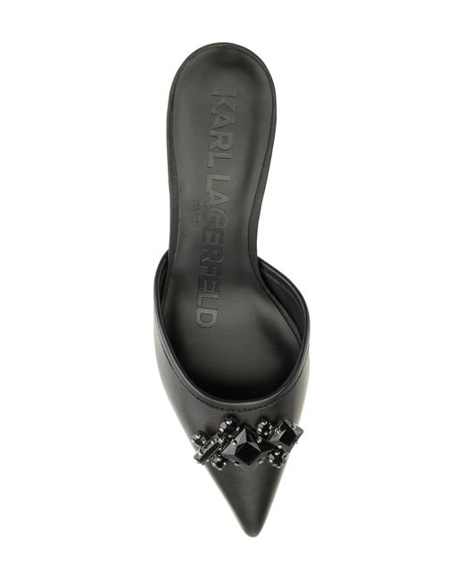 Karl Lagerfeld Black Sosie Crystal Pointed Toe Pump