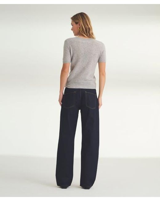 NAADAM Gray Lightweight Cashmere Short Sleeve Sweater